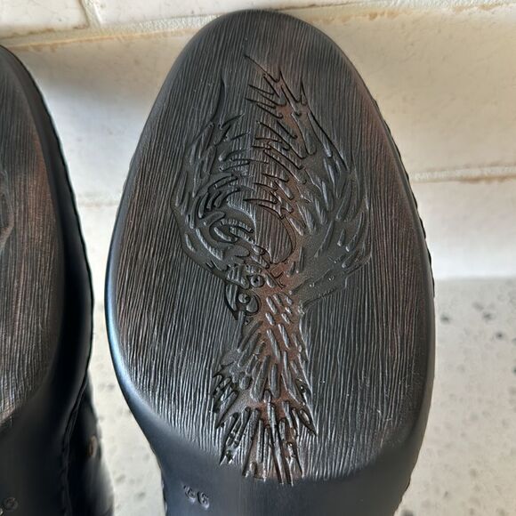 Josef Seibel Women’s Black Leather Western Studs Heels Slip On Mule Clog Size 36 - Picture 11 of 13